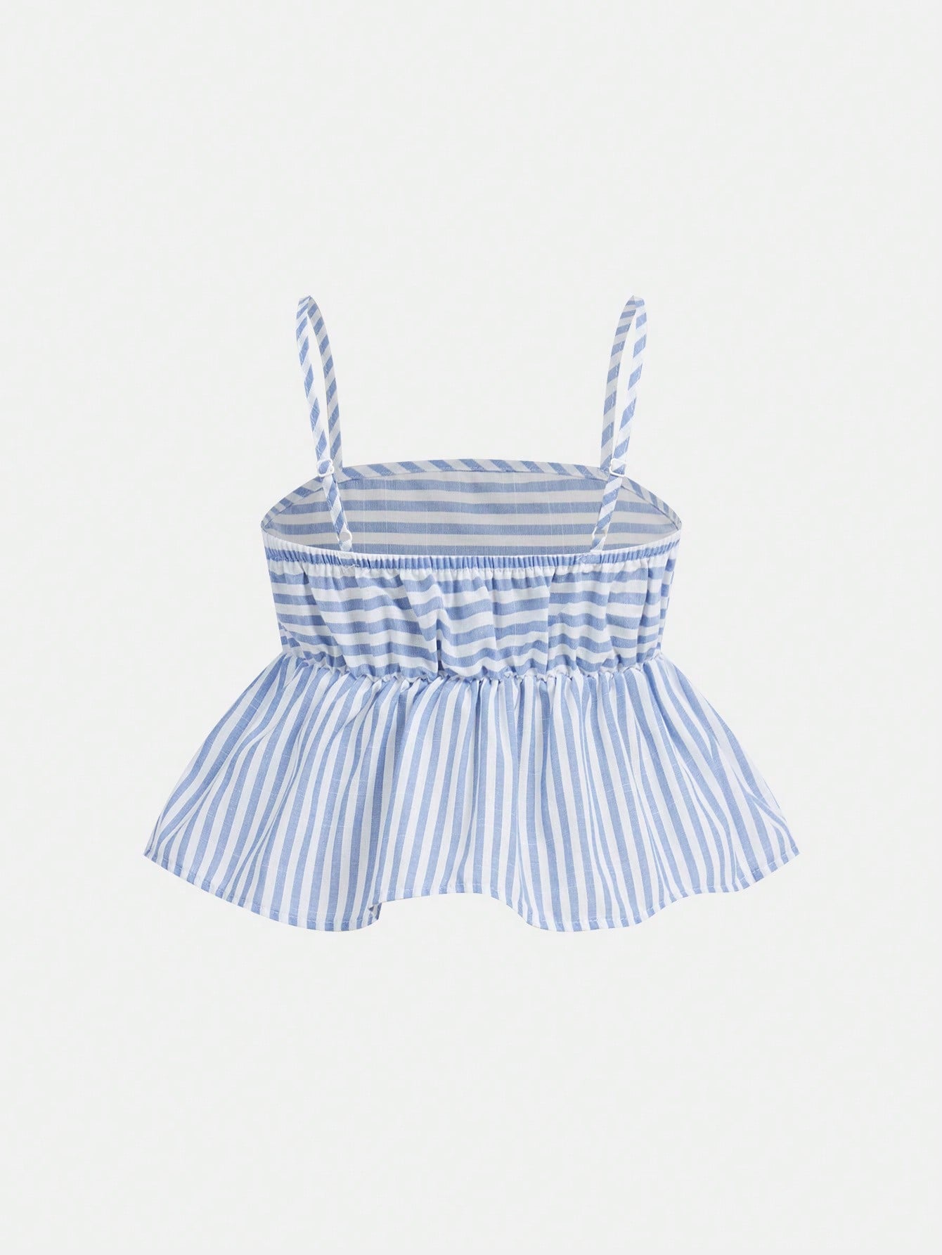 Conjunto camisola de rayas azules tejidas y pantalones de pierna ancha informal para vacaciones