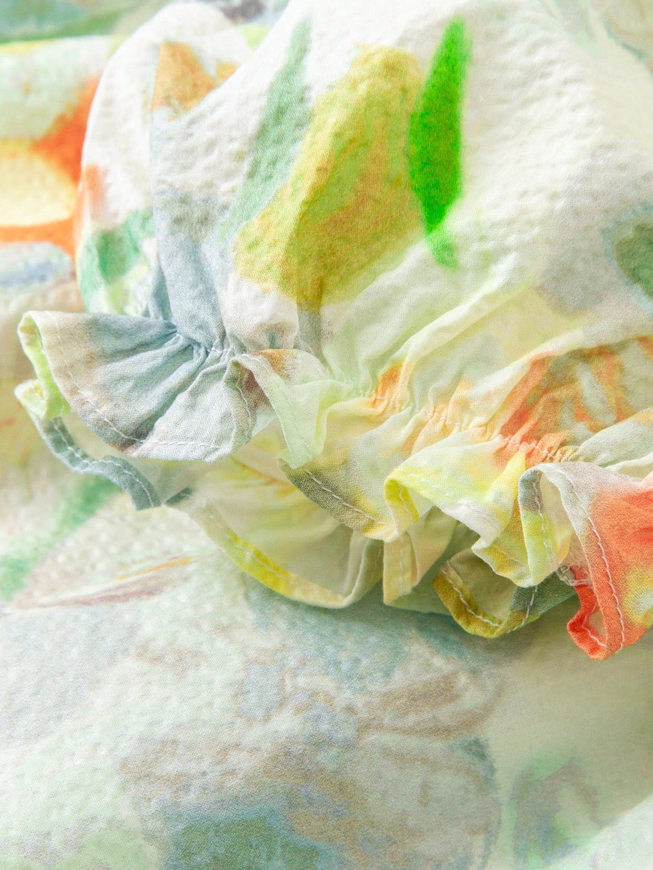 Vestido colorido de manga corta con mangas globo suave y transpirable para niñas