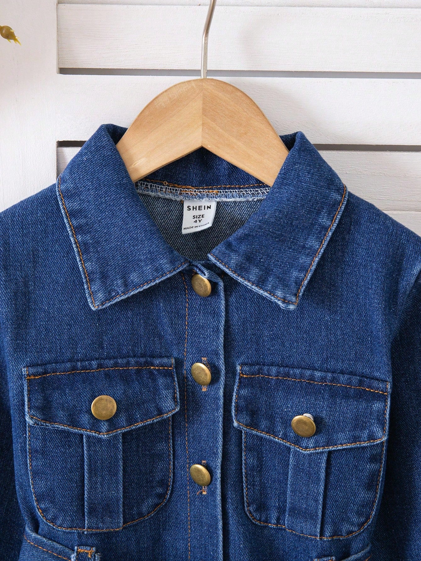 Vestido de mezclilla con bolsillo de carga, cuello de solapa y cinturón a juego, estilo urbano coreano de moda para niñas