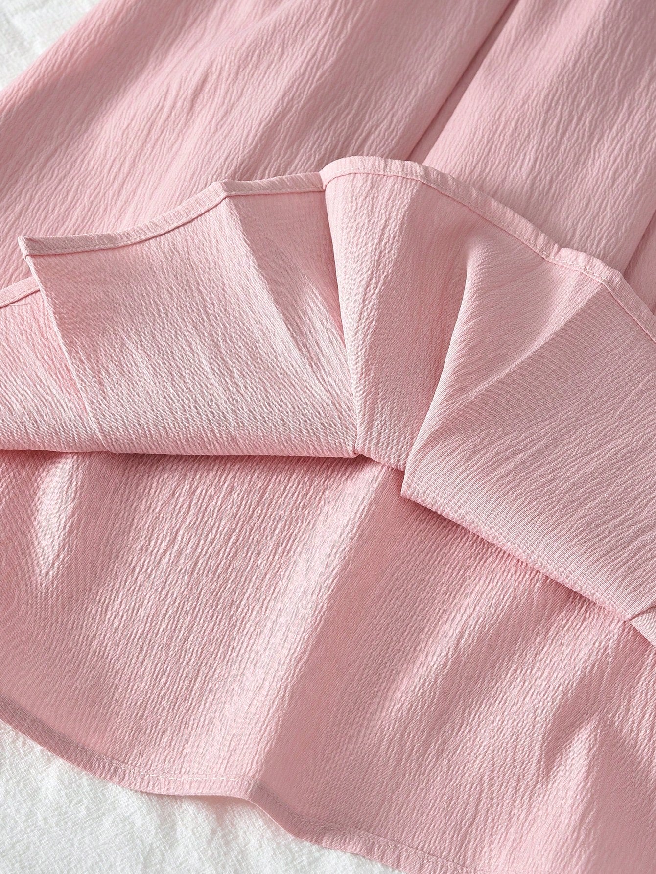 Young Girls Plain Cute Bow Pink Dress Fall and Spring Long Sleeve Pleated Casual Wear Clothes 3 to 7 Years