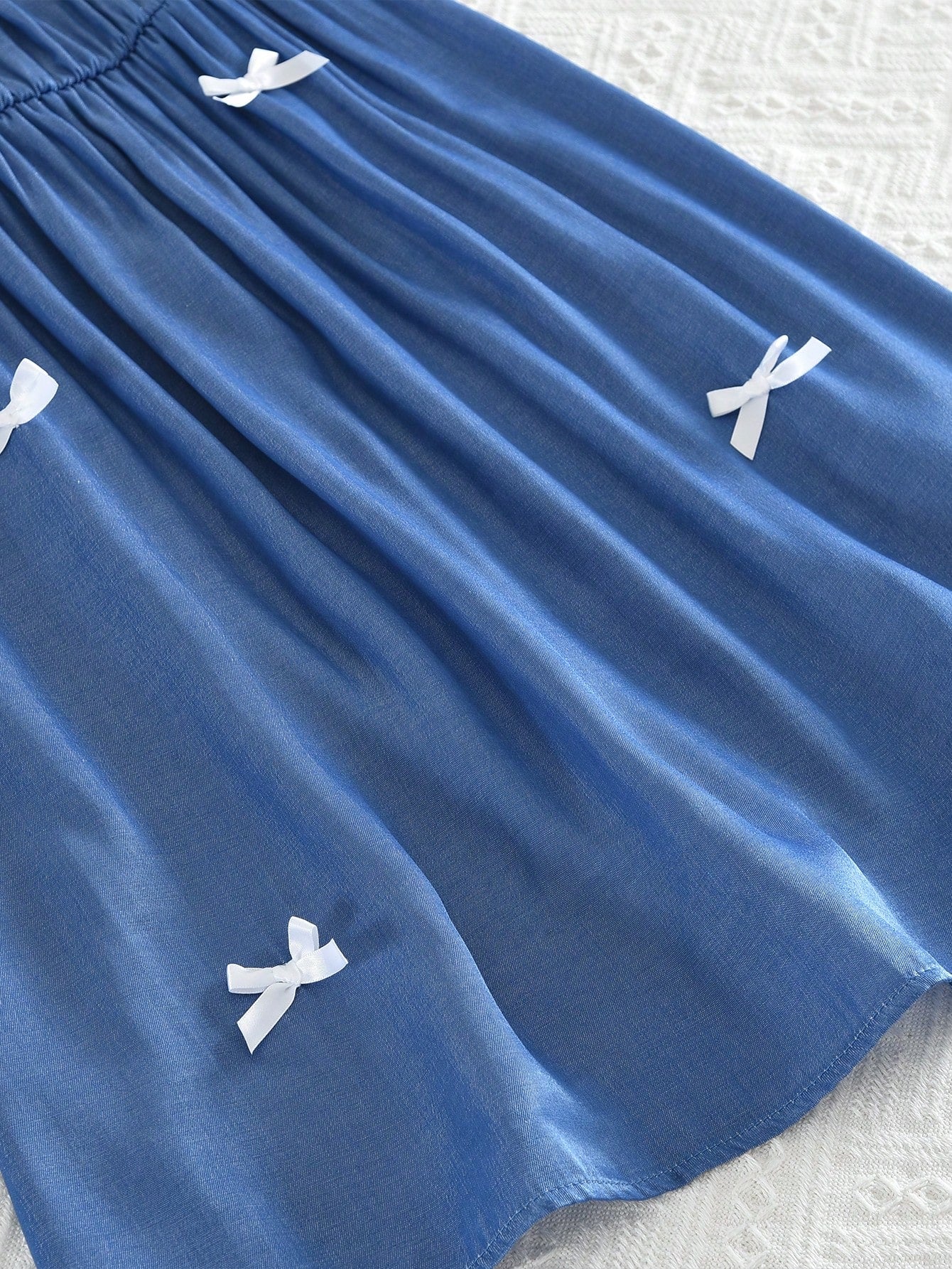 Tween Girls Dresses Sets Fall White Long Sleeves Shirt Jacket and Cute Bow Denim-Effect Lip Vestidoes 2 Pieces Fashion Clothes