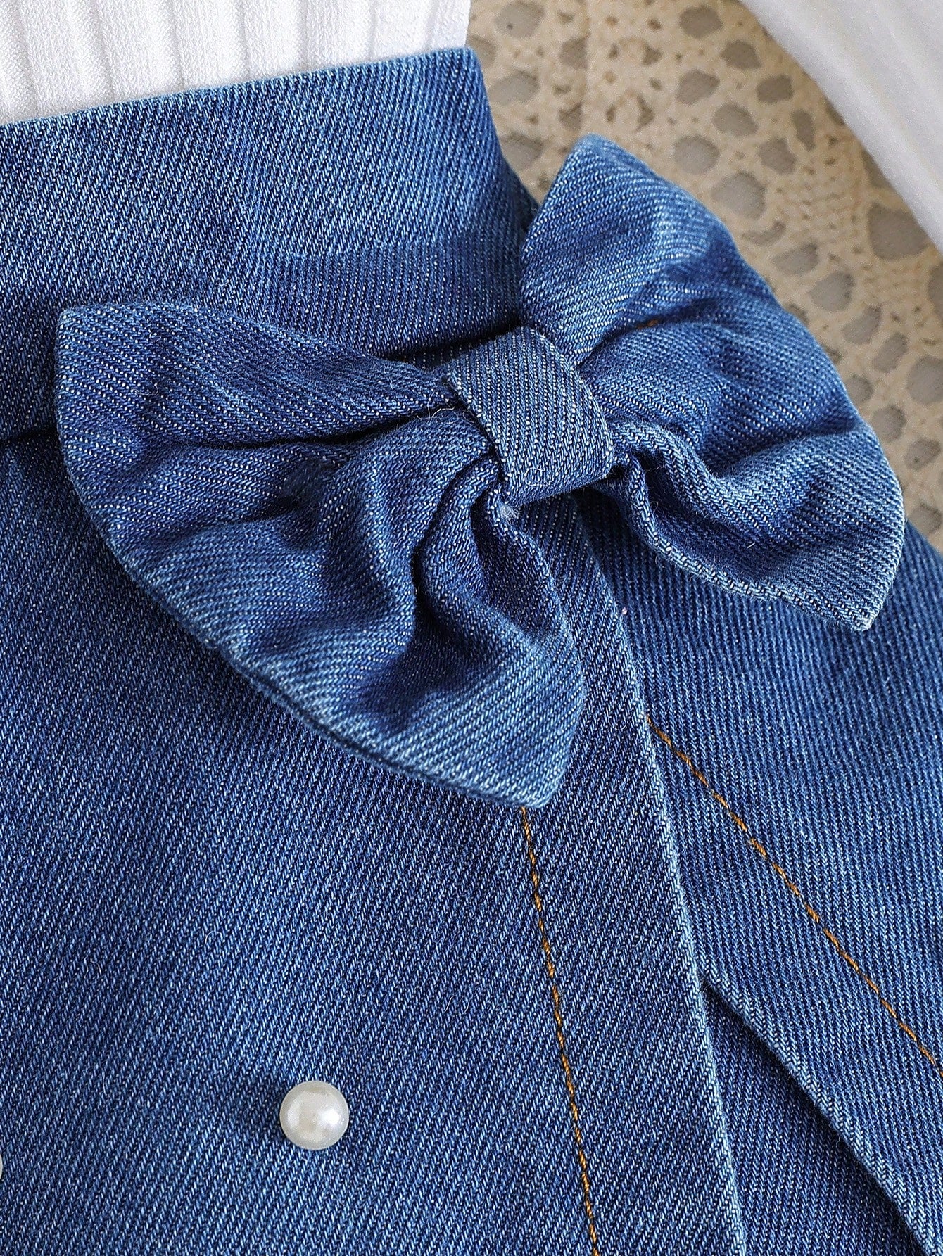 Conjunto 2 piezas de blusa de manga larga informal y falda pantalón de mezclilla