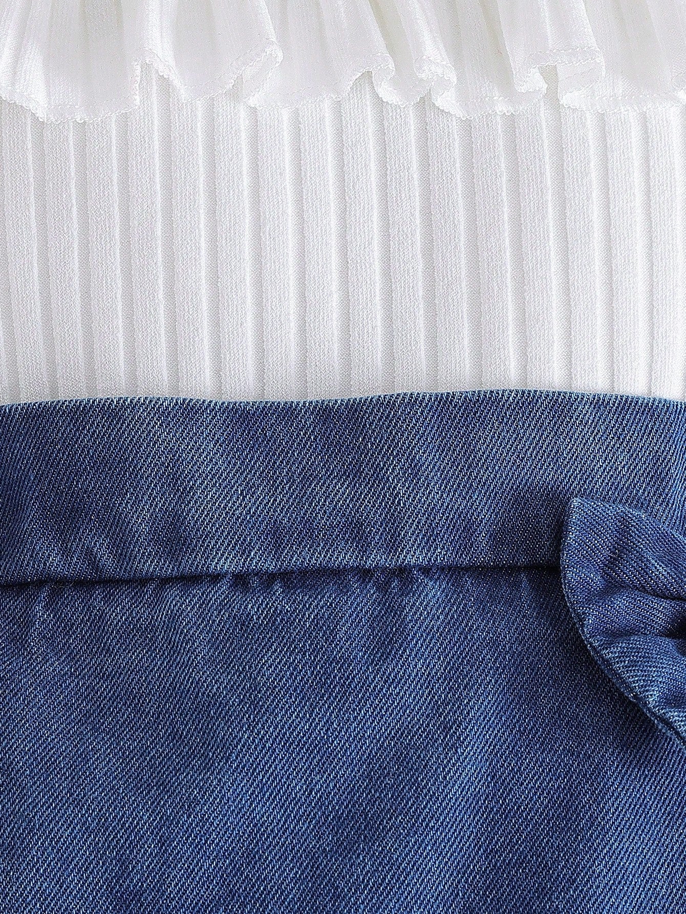 Conjunto 2 piezas de blusa de manga larga informal y falda pantalón de mezclilla