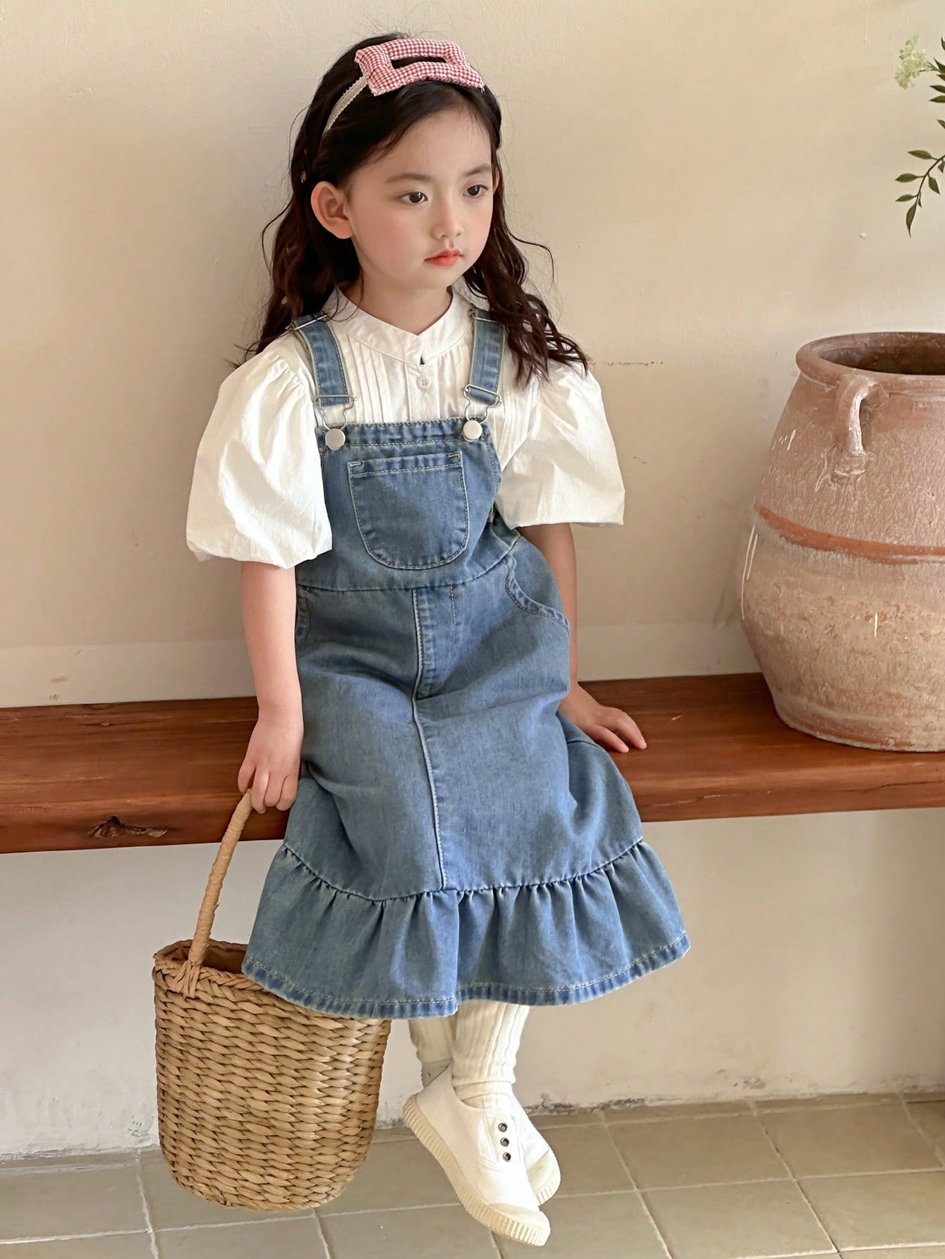 Dazy Kids Ropa de otoño para niña pequeña, Vestido vaquero para niña pequeña