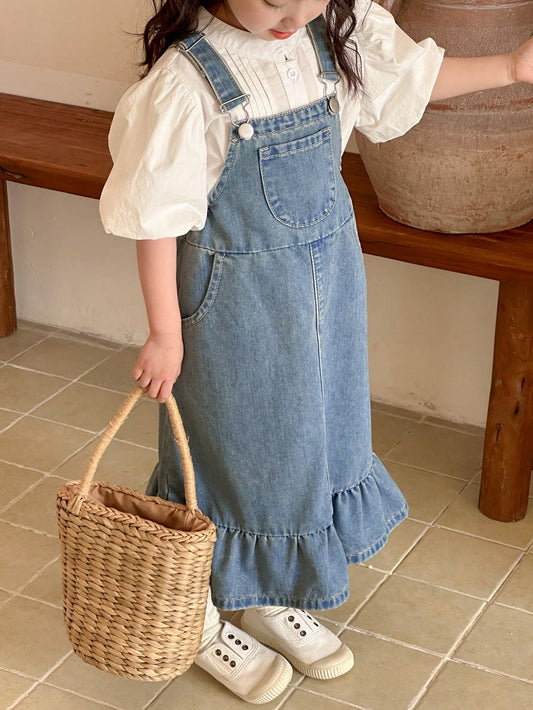 Dazy Kids Ropa de otoño para niña pequeña, Vestido vaquero para niña pequeña