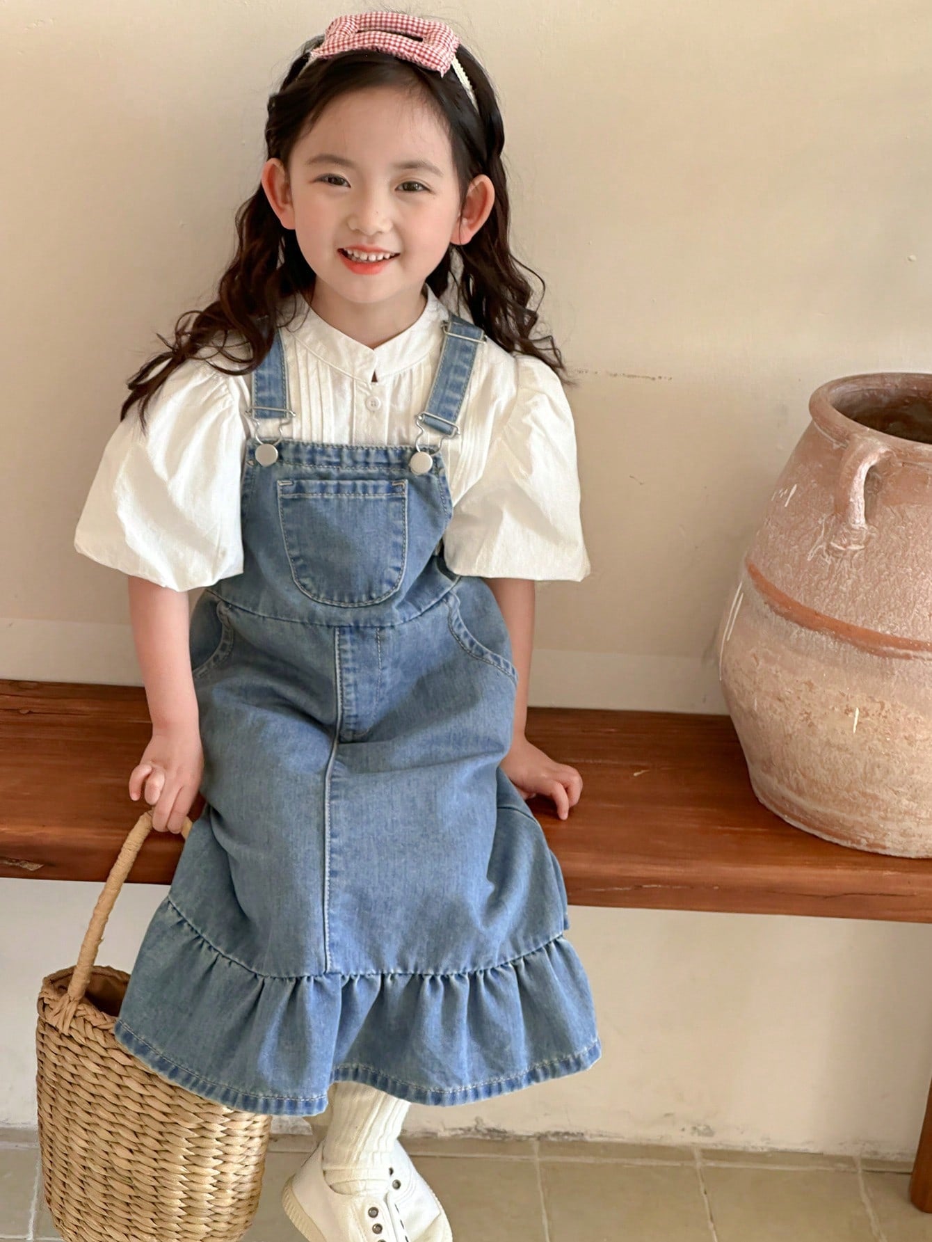 Dazy Kids Ropa de otoño para niña pequeña, Vestido vaquero para niña pequeña