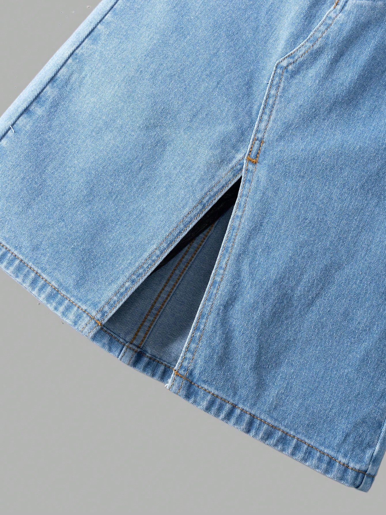 SHEIN Conjunto de denim para niña, nuevo conjunto de denim lavado minimalista y versátil