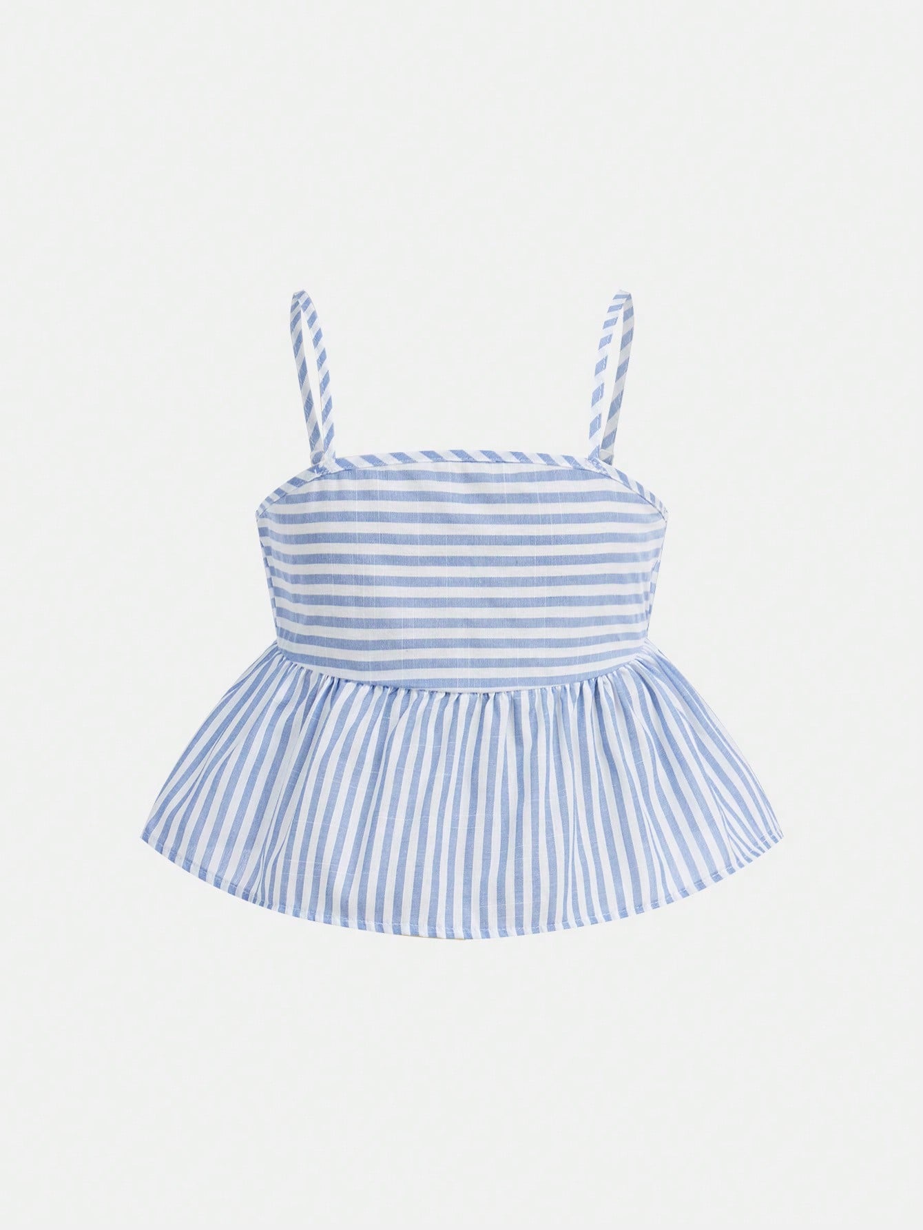 Conjunto camisola de rayas azules tejidas y pantalones de pierna ancha informal para vacaciones