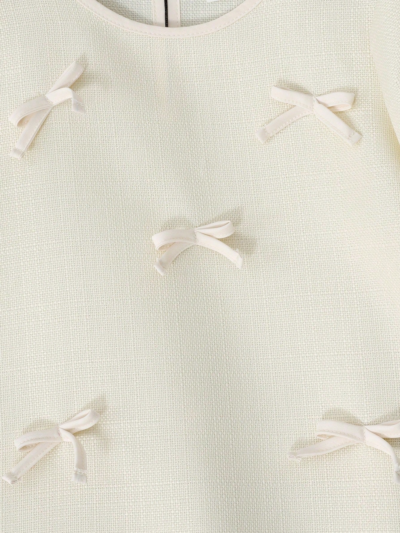 Vestido corto de manga corta con adorno de lazo de tela con textura, falda plisada elegante y lindo, para primavera/verano