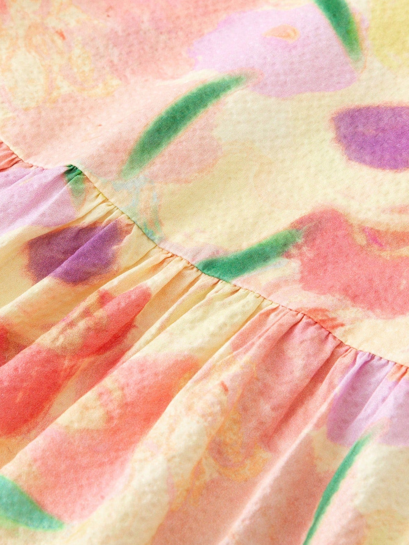 Vestido colorido de manga corta con mangas globo suave y transpirable para niñas