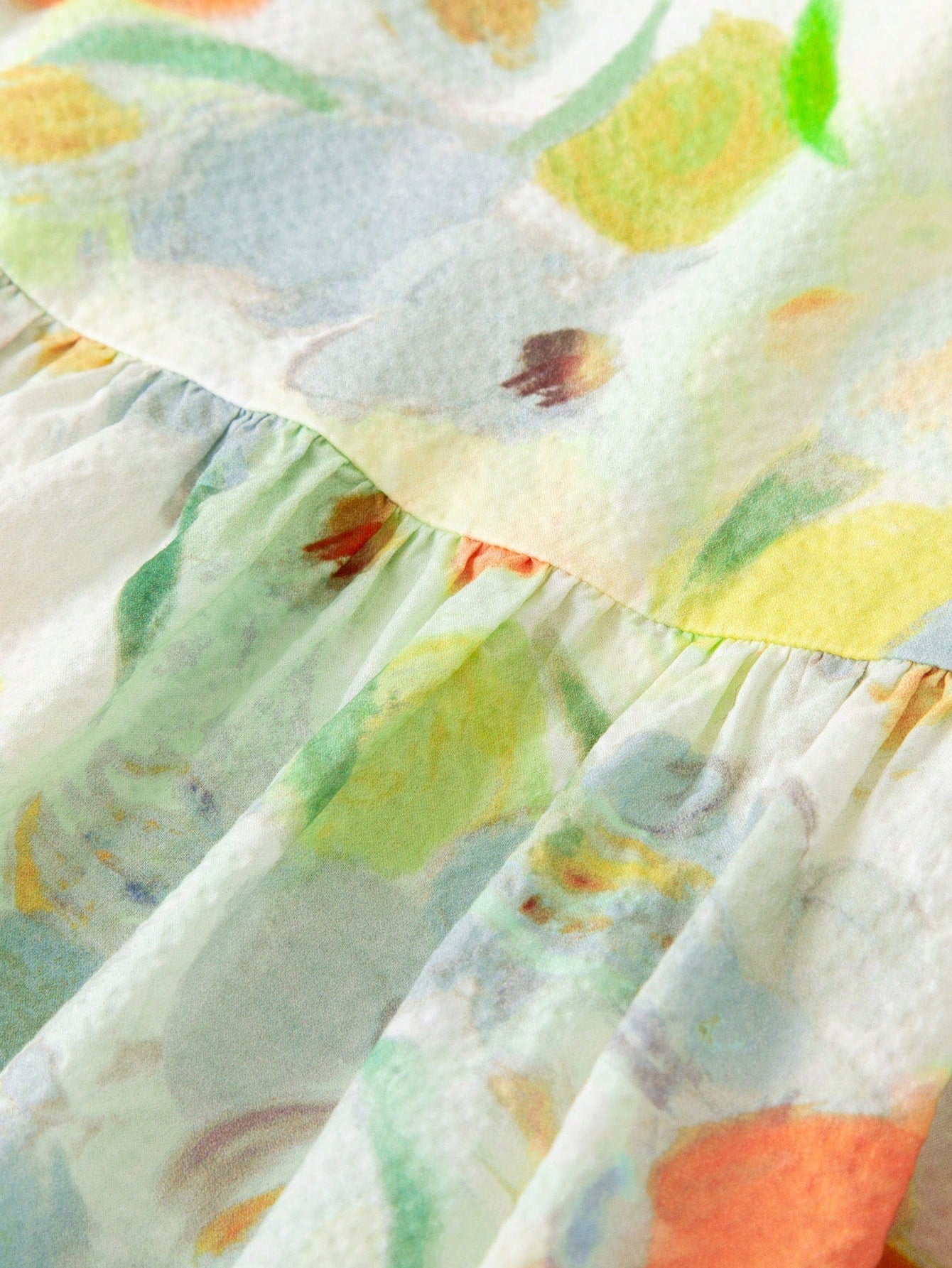 Vestido colorido de manga corta con mangas globo suave y transpirable para niñas