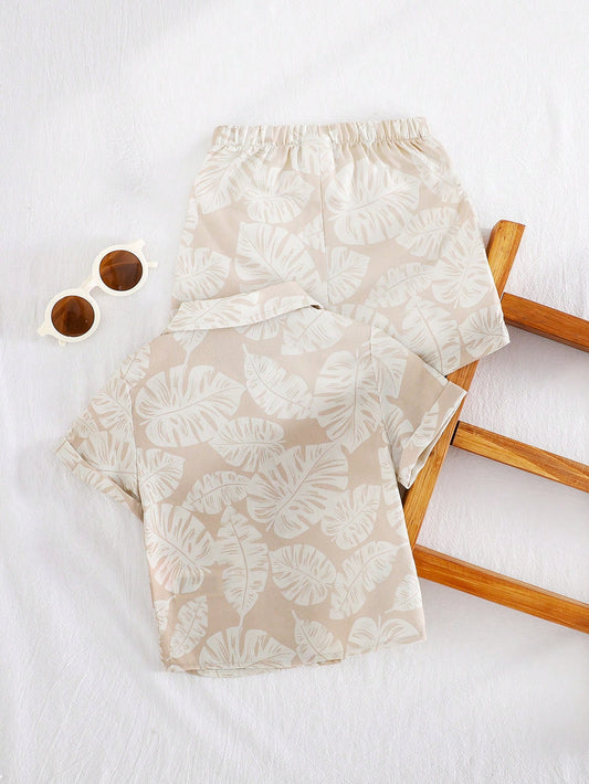 Conjunto 2 piezas chaqueta de manga corta y pantalón corto con cintura elástica