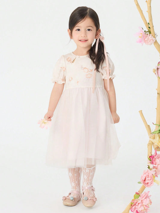 Vestido manga de globo de verano estilo chino