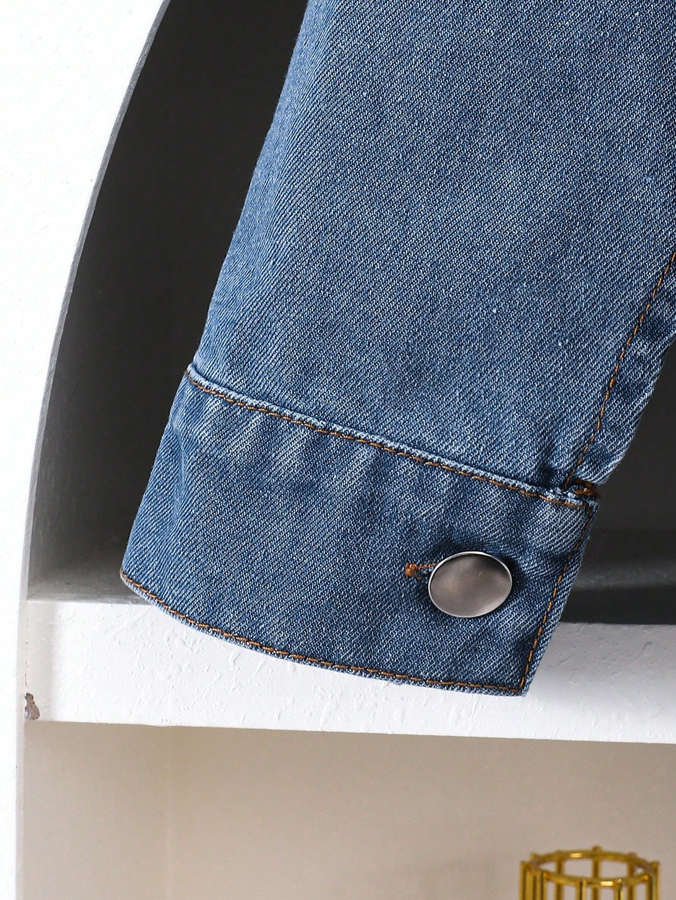 Conjunto de 2 piezas de chaqueta de manga larga con cuello Peter Pan y bordado de corazón, y falda vaquera con bordado de corazón para niñas pequeñas, conjunto de atuendos casuales para otoño/invierno