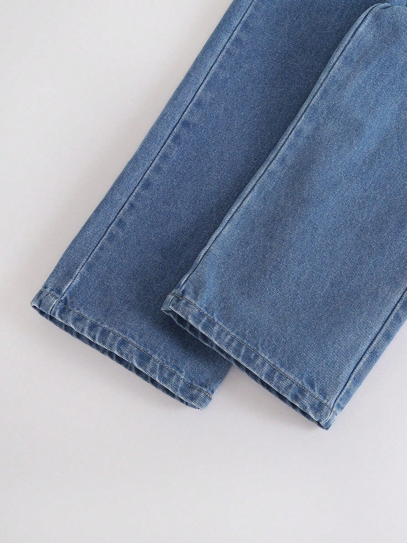 Set de 2 piezas: Blusa con cuello Peter Pan dulce y linda para niñas pequeñas, combinada con pantalones vaqueros azules simples y casuales para exteriores, nueva llegada de otoño/invierno