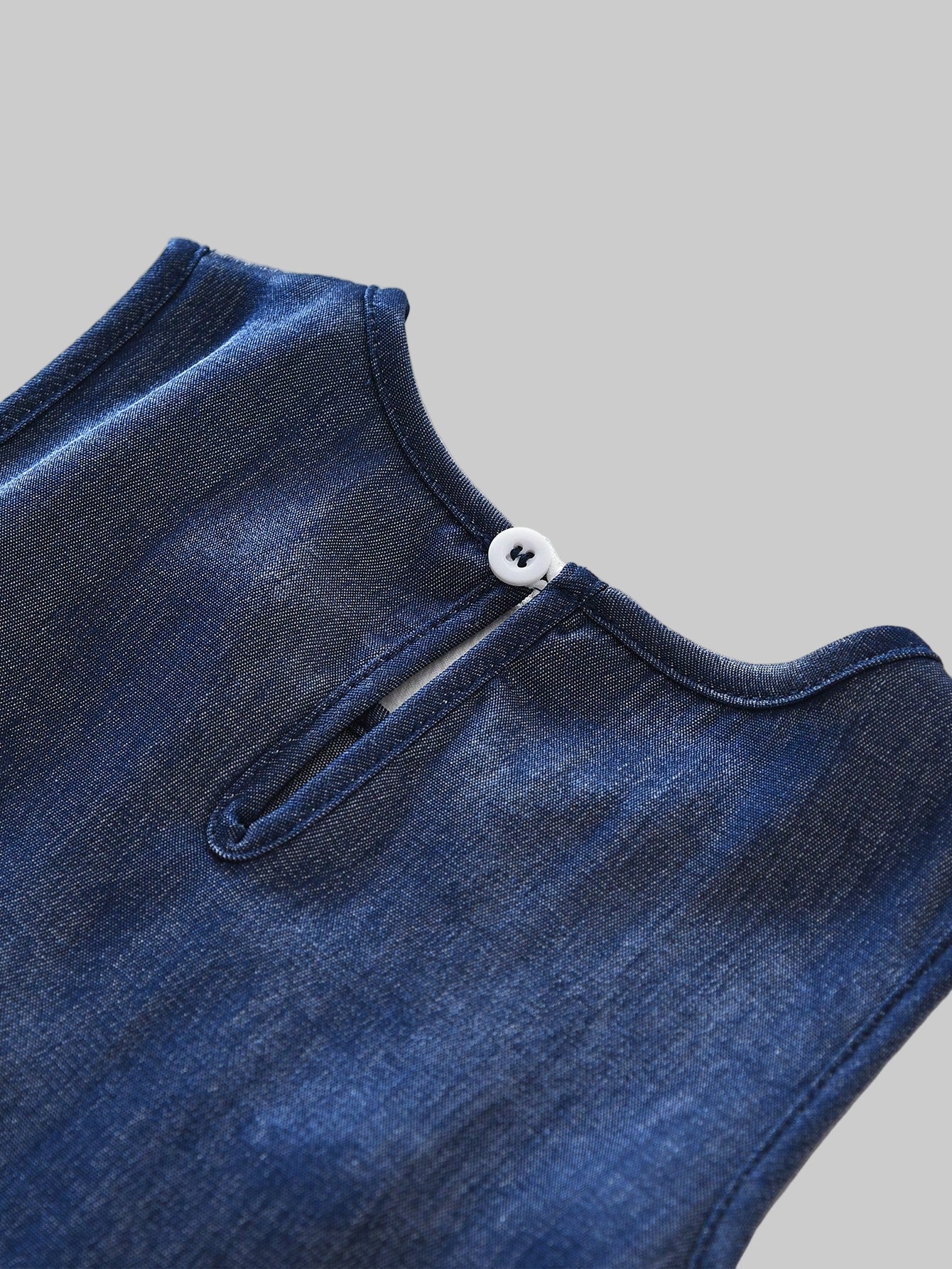 3 Pieces Fall Denim-Effect Pocket Sleeveless Top and White Long Sleeves Shirt & Solid Color Wide Leg Pants for Young Girls' Spring Clothes Sets