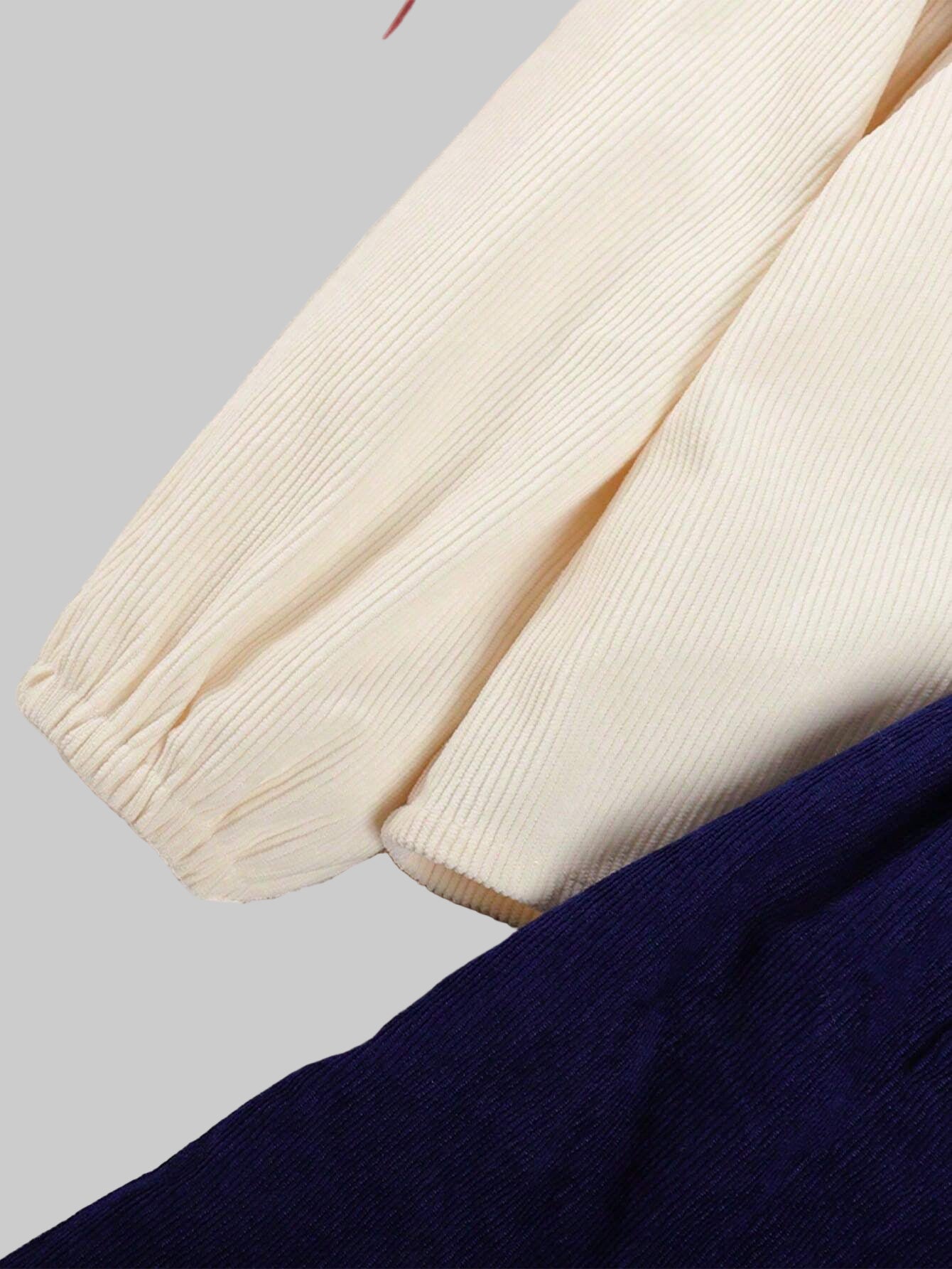 Young Girl Floral Embroidery Sailor Collar Top & Bow Front Skirt