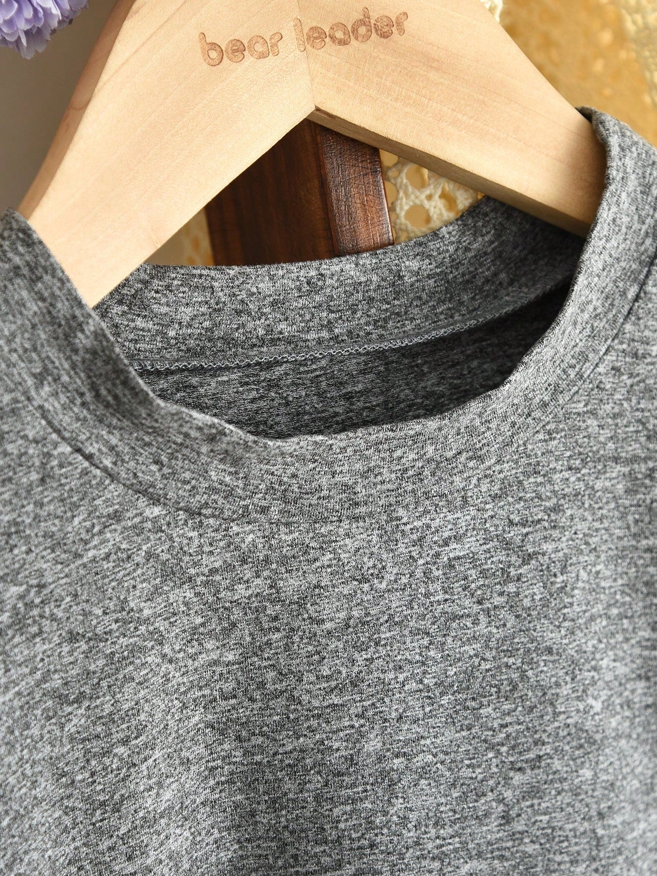 Young Girls Winter 2 Pieces Clothes Sets Solid Color Long Sleeves Basic Tops and Lace Vest Dress Casual Wear