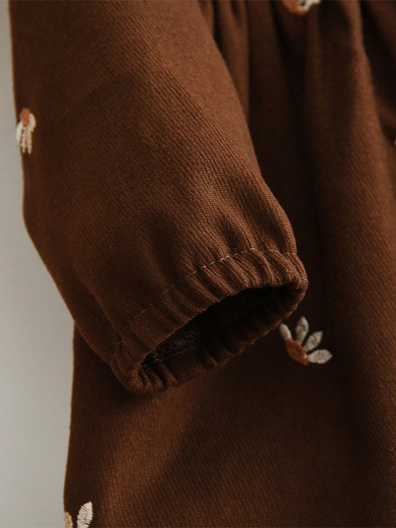 Baby Girls Fall Flower Embroidered Long Sleeves Dress Fashion Turn-Down Collar Toddler Clothes from 6 Months to 3 Years Old