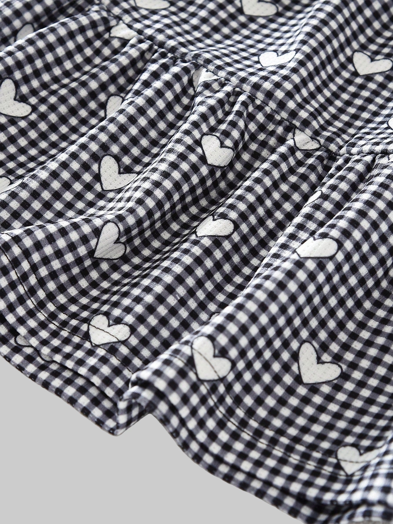 Young Girls Plaid Love Printing Long Sleeves Single Breasted Cardigan Top and Skirt Two Pieces Fall Spring Clothes Sets