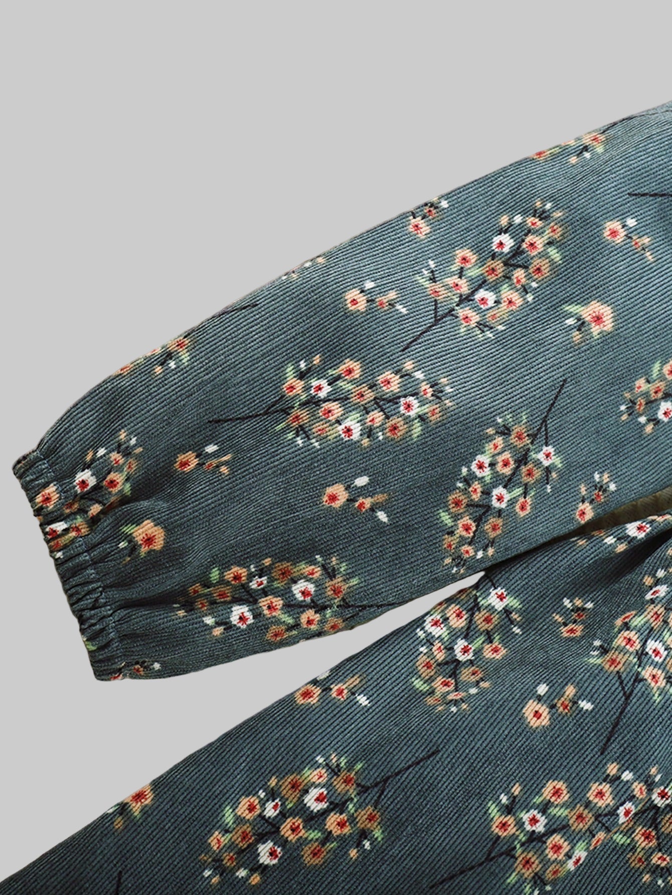 Young Girl Casual Ruffle Trim round Neck Long Sleeve Floral Dress for Autumn and Winter