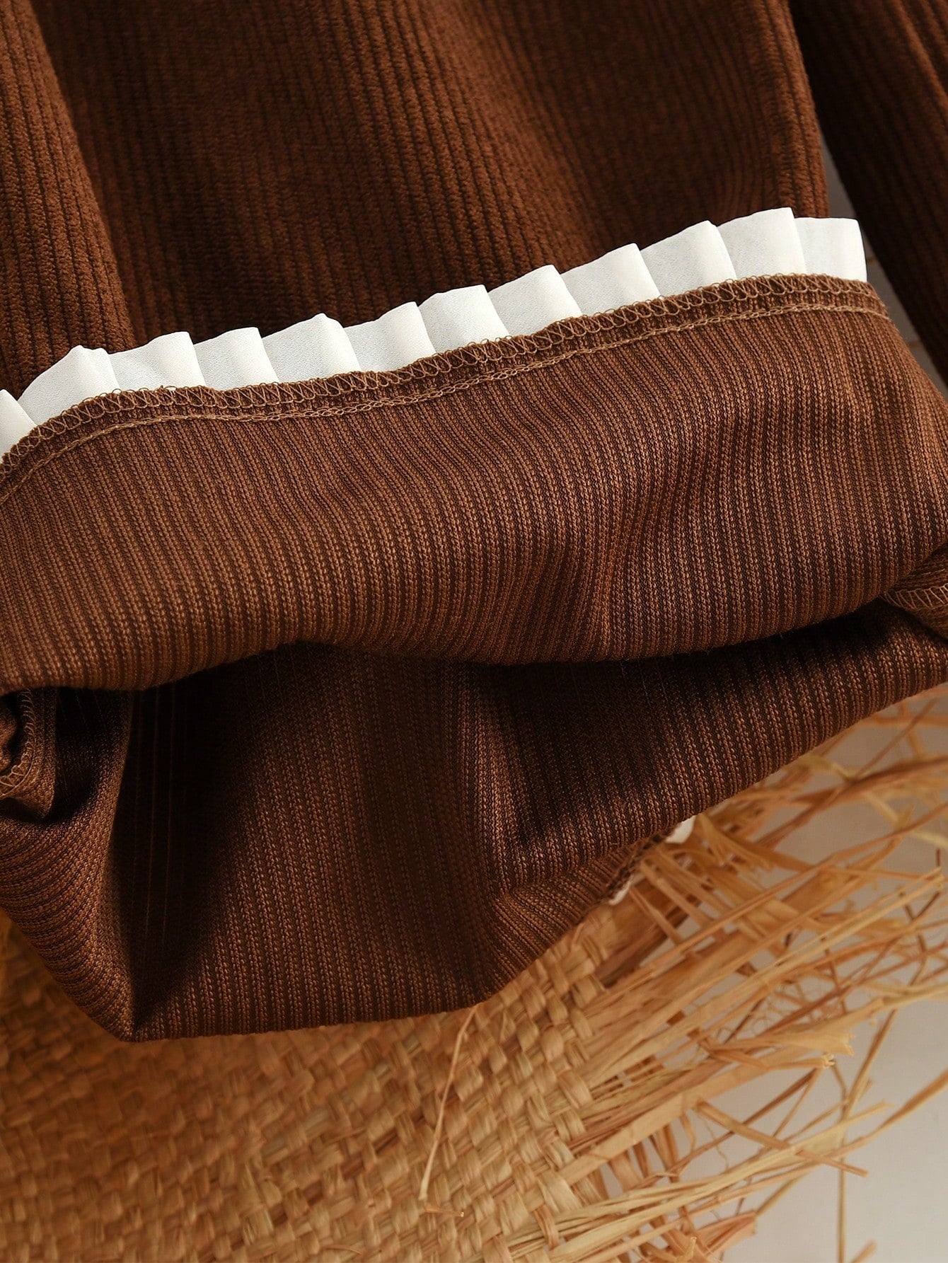 3 Pieces Clothes Sets for Tween Girls Fall Solid Color Basic Long Sleeves Tops, Brown Tamk Vest and Lace Wide Leg Pants Fashion Outwear