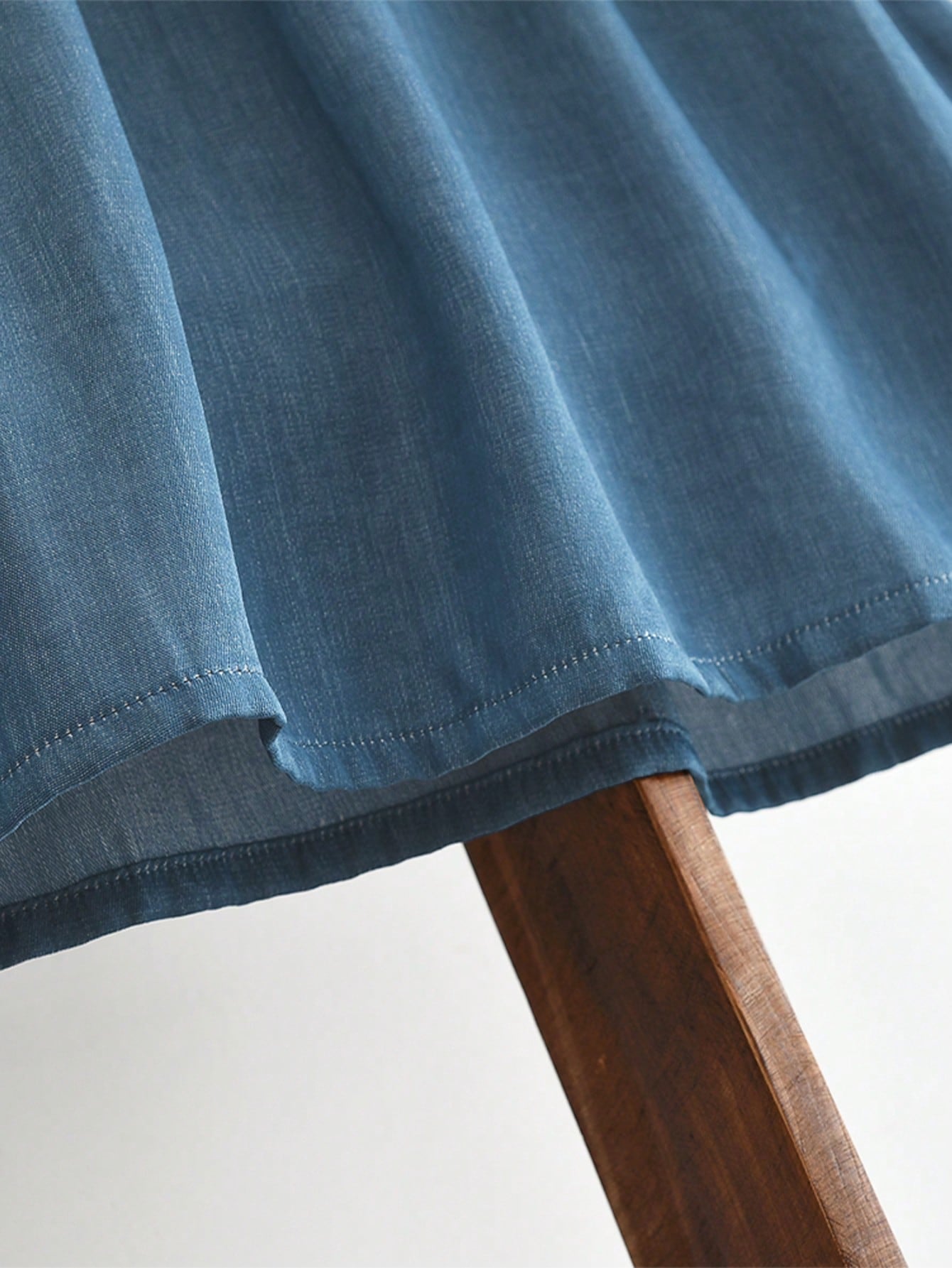 Young Girls' Denim-Effect Long Sleeves Floral Embroidered Dress Fall and Spring Clothes for Young Girl Casual Wear