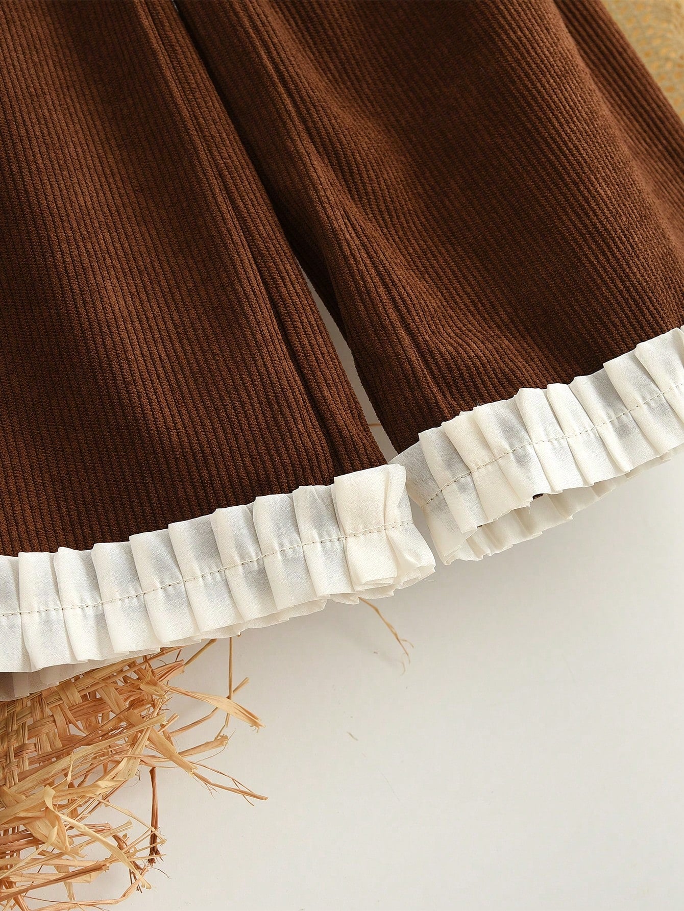 3 Pieces Clothes Sets for Tween Girls Fall Solid Color Basic Long Sleeves Tops, Brown Tamk Vest and Lace Wide Leg Pants Fashion Outwear