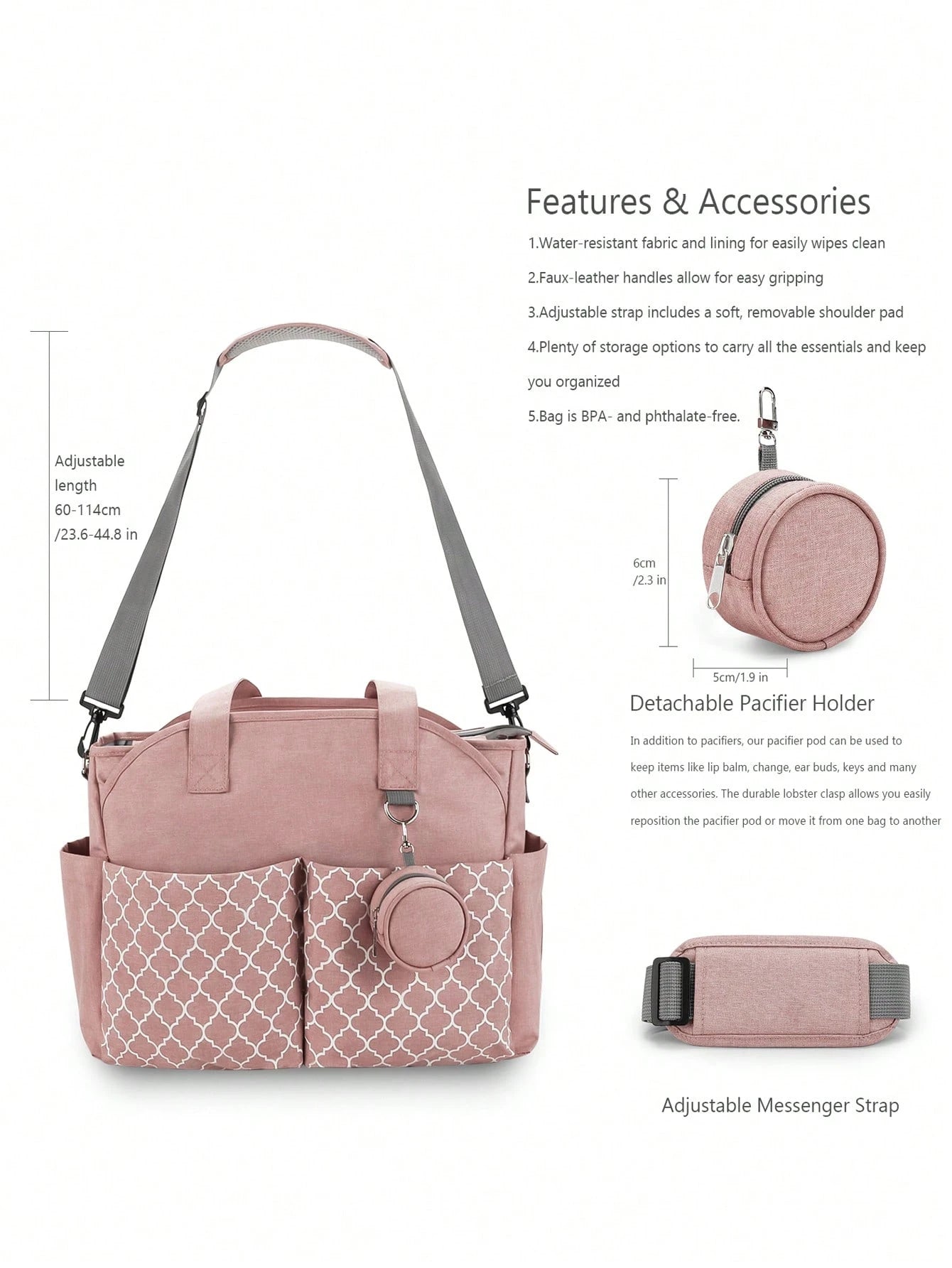 1Pc Geometric Pattern Diaper Bag