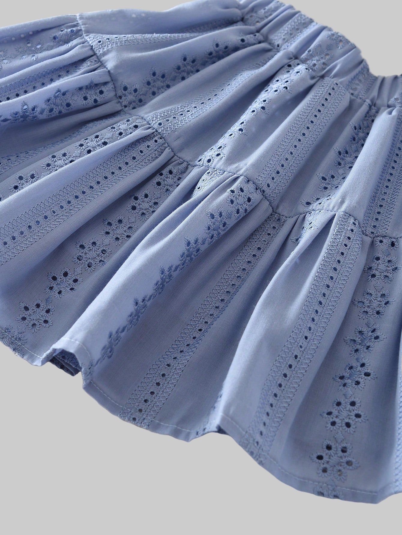 Young Girls Hollow Embroidered Lapel Shirt and Skirt Two Pieces Fall Spring Clothes Sets for Kids Style Casual Wear