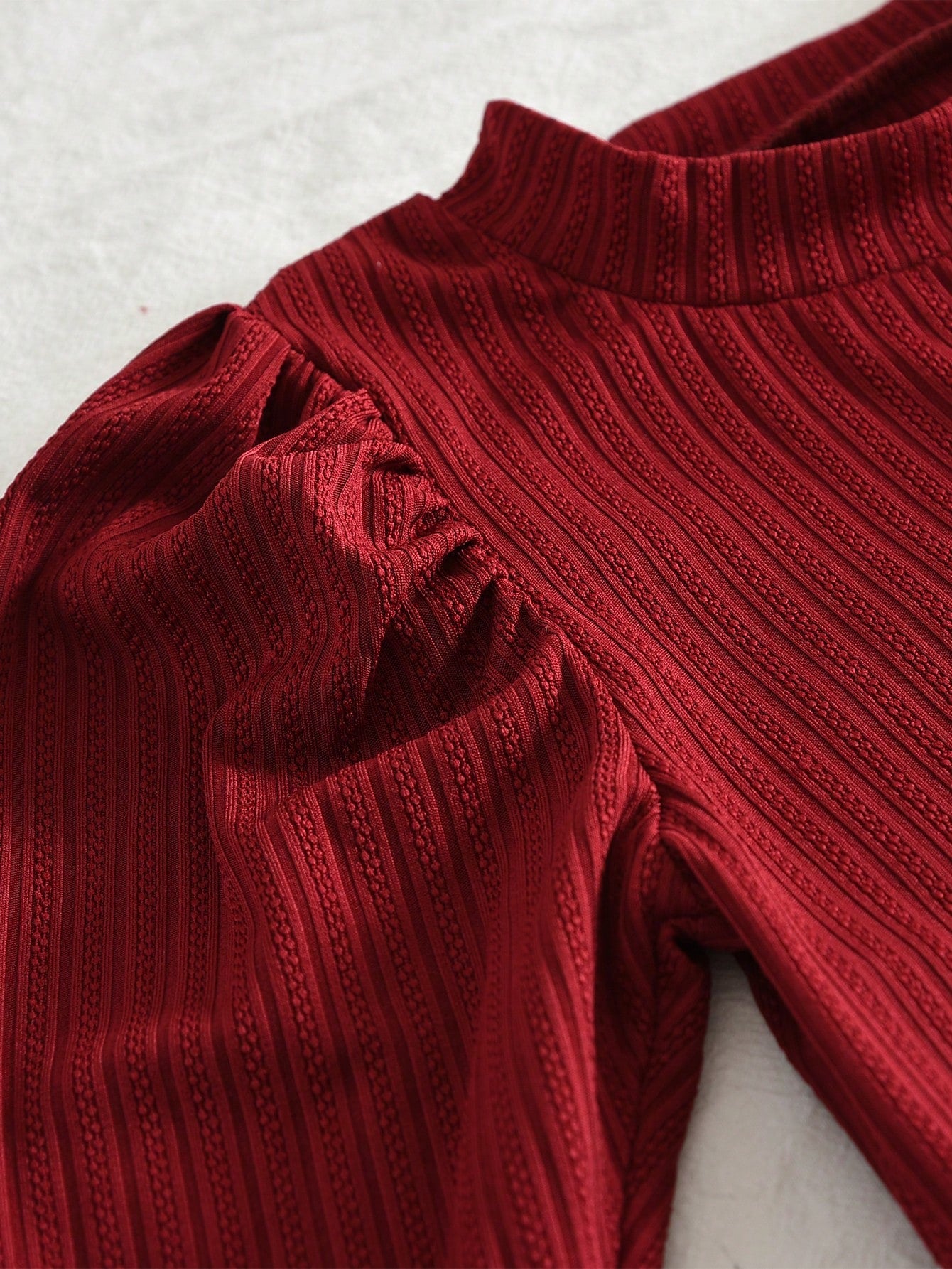 Young Girls Fashion Wine Red Long Sleeves Tops and Pants 2 Pieces Fall Spring Clothing Sets 3 to 7 Years