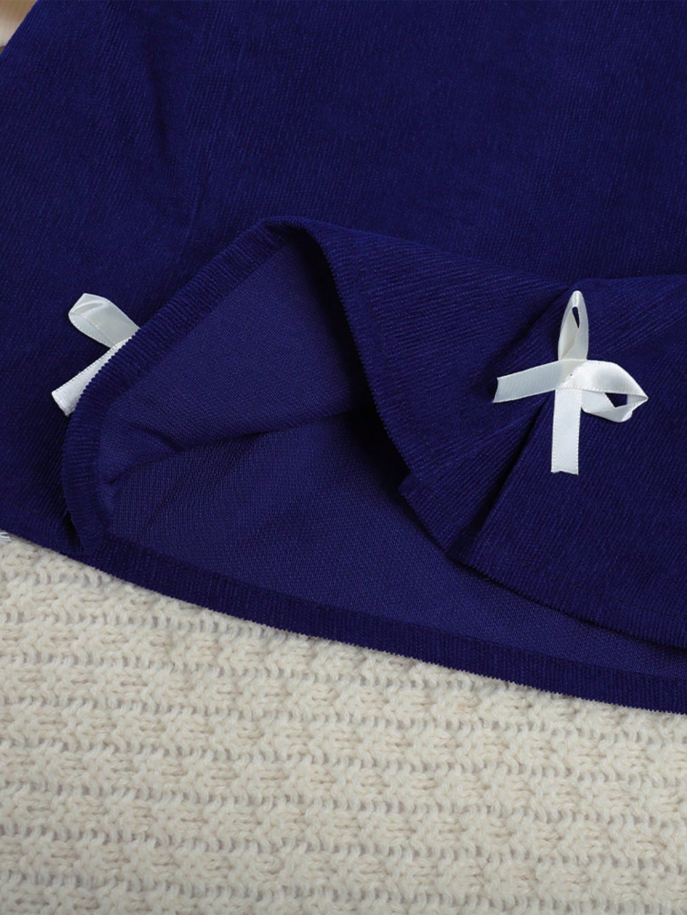 Young Girl Floral Embroidery Sailor Collar Top & Bow Front Skirt