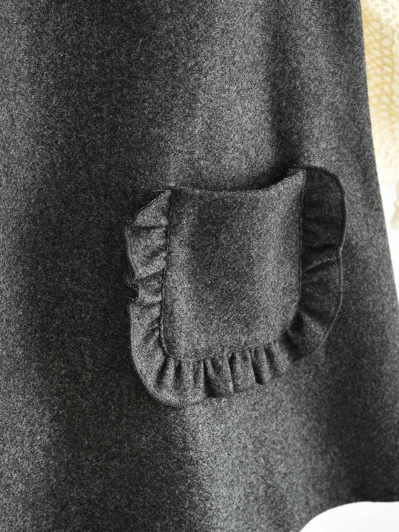 Young Girls Winter 2 Pieces Clothes Sets Solid Color Long Sleeves Basic Tops and Lace Vest Dress Casual Wear