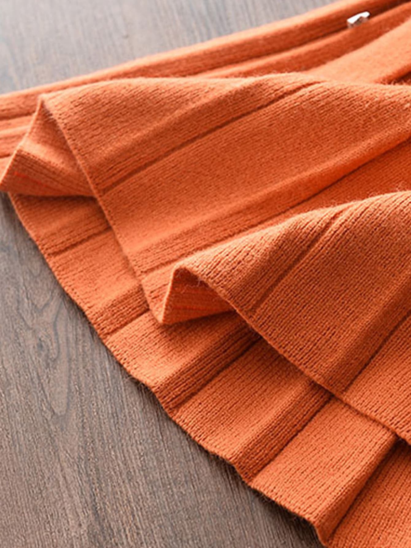 2Pcs Young Girl Academy Style Cute Ruffle Hem Long Sleeve Top with Bowknot & Pleated Skirt Set, Autumn/Winter